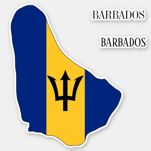 Barbados Flag Map Sticker