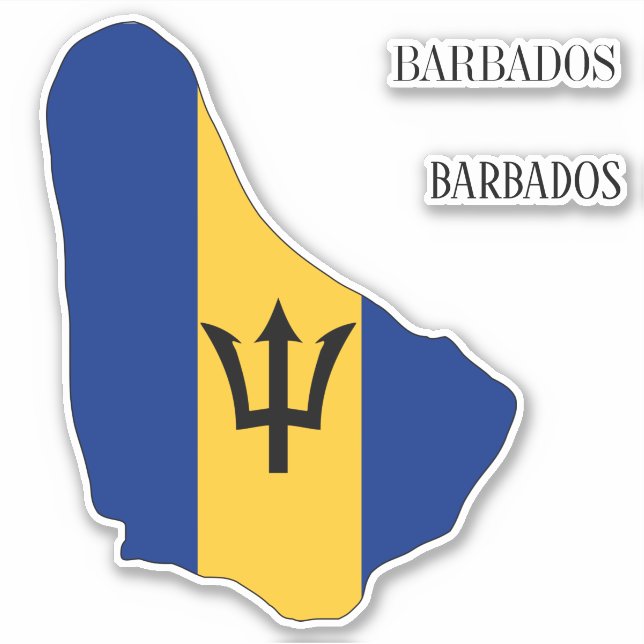 Barbados Flag Map Sticker (Front)