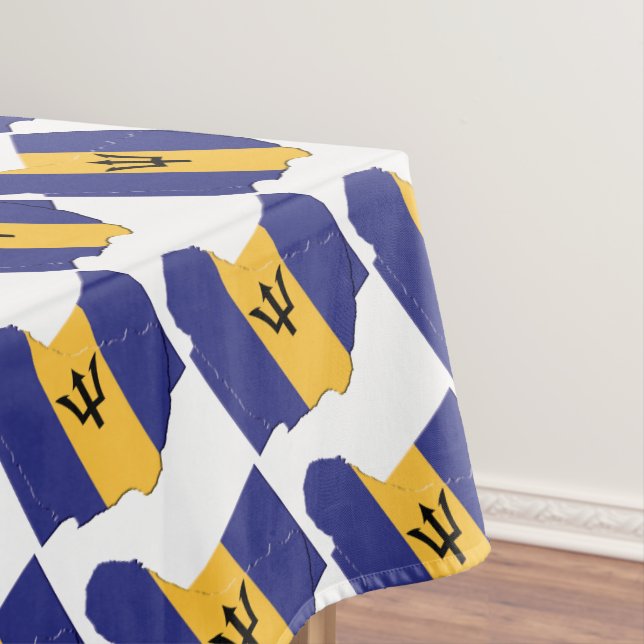 BARBADOS FLAG MAP Stylish Patriotic Tablecloth (In Situ)