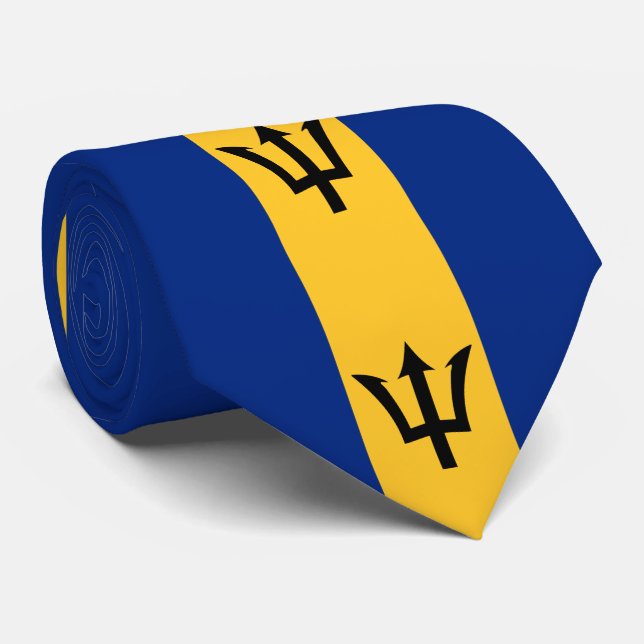 Barbados flag neck tie (Rolled)
