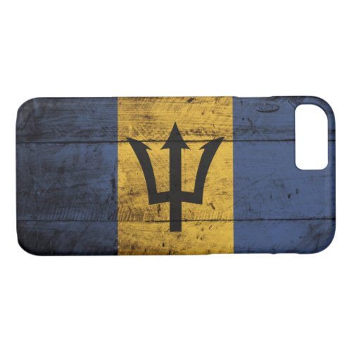 Barbados Flag on Old Wood Grain iPhone 87 Case