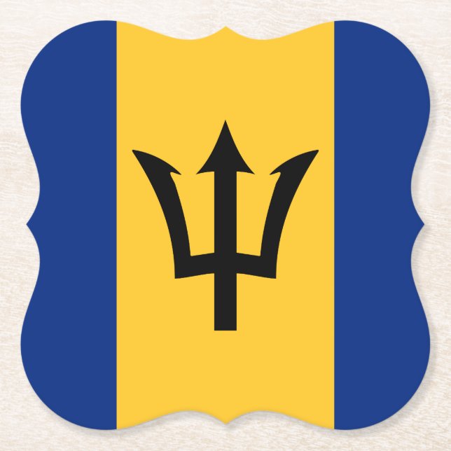 Barbados Flag Paper Coaster (Front)
