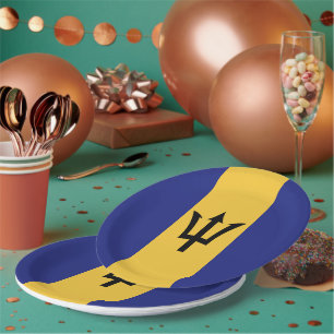 Barbados flag paper plates