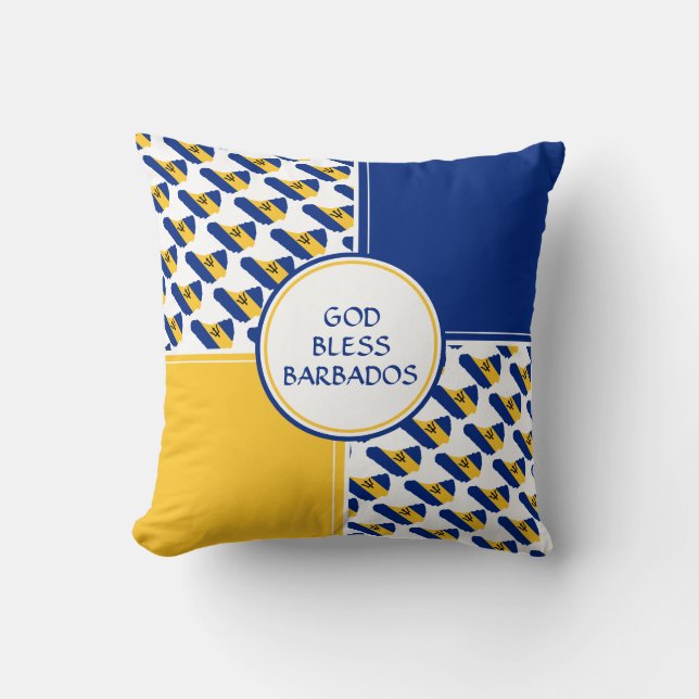 BARBADOS Flag Patriotic Bajan Throw Pillow (Front)