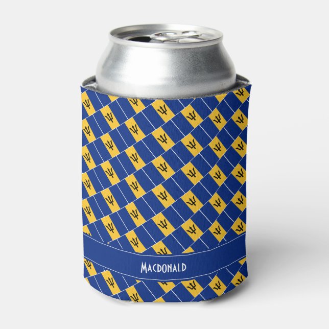 BARBADOS Flag Personalized Can Cooler (Can Front)