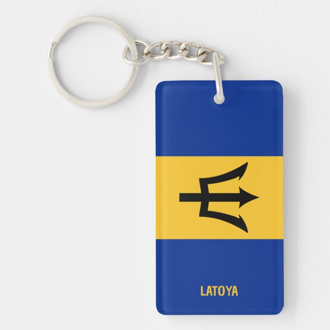 Barbados Flag Personalized Keychain (Front)