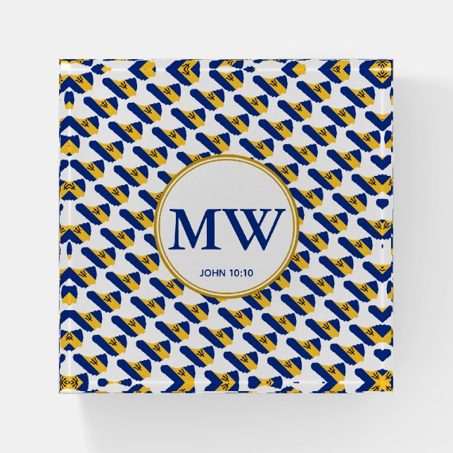BARBADOS FLAG Personalized Monogram Scripture Paperweight (Front)