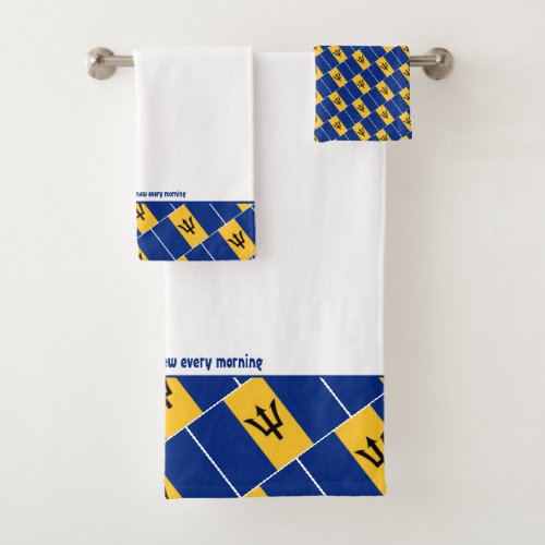 BARBADOS FLAG Personalized Scripture WHITE Bath Towel Set