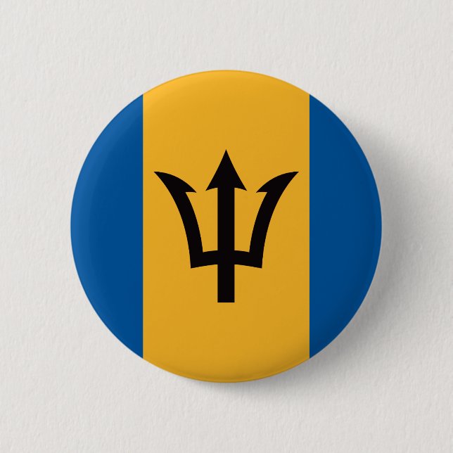 Barbados Flag Pinback Button (Front)