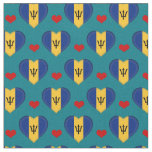 Barbados Flag &amp; Red Heart fashion Fabric /Barbados