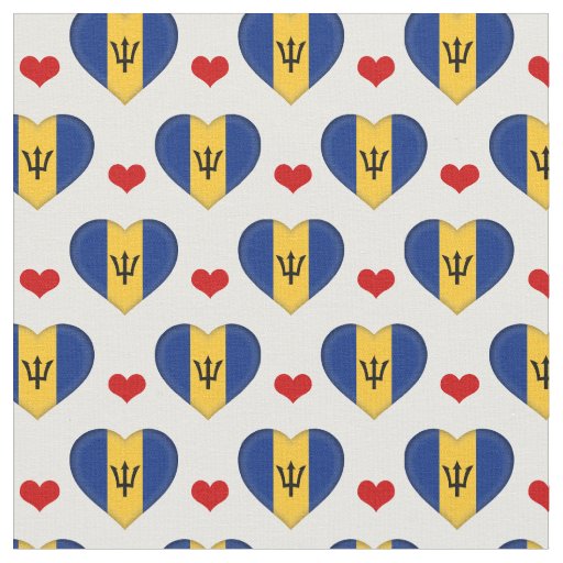 Barbados Flag & Red Heart fashion Fabric /Barbados