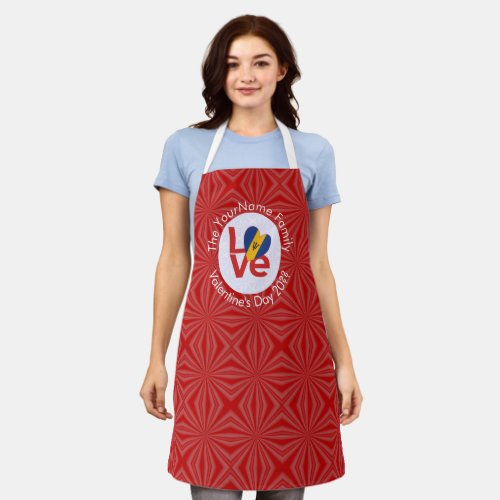 Barbados Flag Red Letter LOVE Personalized Apron