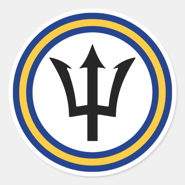 Barbados Flag Ring Classic Round Sticker (Front)