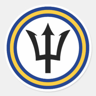 Barbados Flag Ring Classic Round Sticker