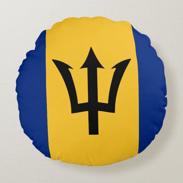 Barbados Flag Round Pillow (Front)