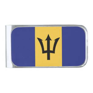 Barbados flag silver finish money clip
