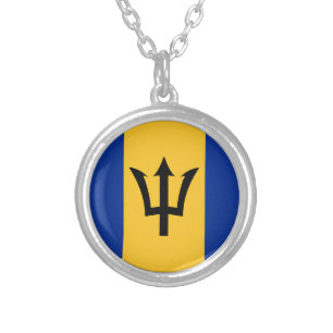 Barbados Flag Silver Plated Necklace