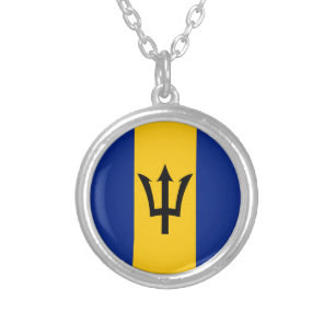 Barbados  Flag Silver Plated Necklace