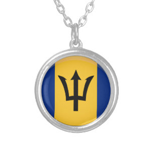 Barbados Flag Silver Plated Necklace