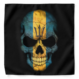 Barbados Flag Skull on Black Bandana