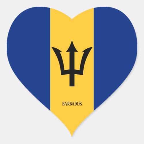 Barbados Flag Splendid Patriotic Heart Sticker