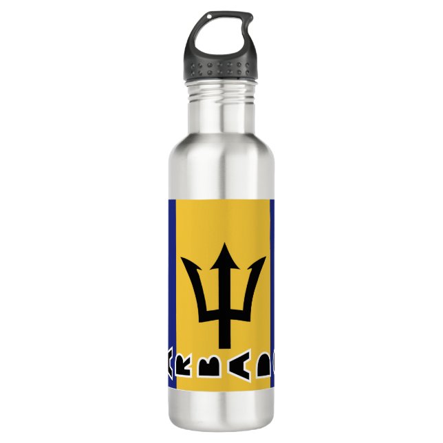 Barbados Flag  Stainless Steel Water Bottle (Front)