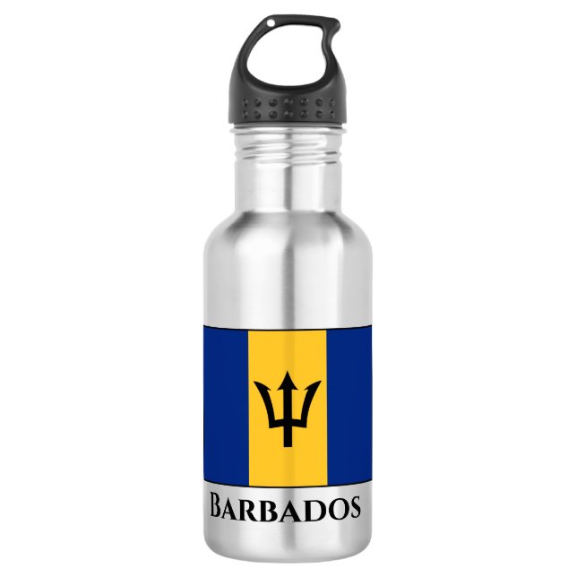 Barbados Flag Stainless Steel Water Bottle (Front)