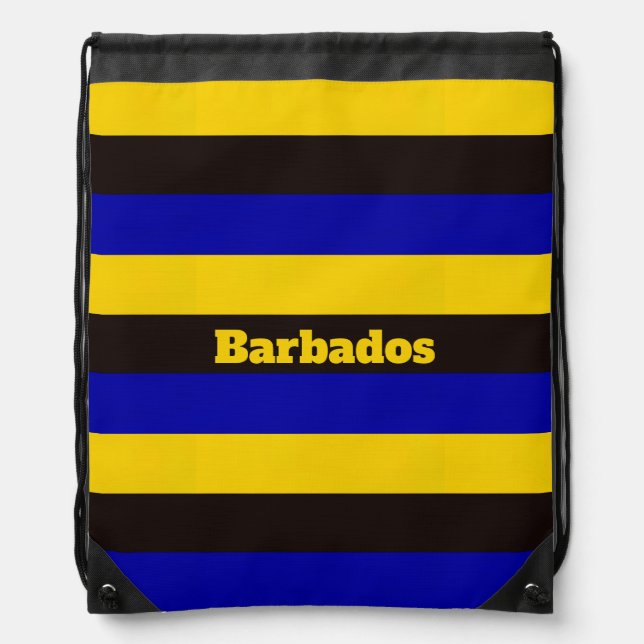 Barbados Flag Stripe Colors  Drawstring Bag (Front)