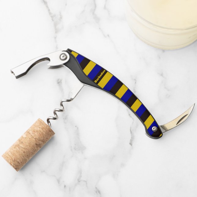 Barbados Flag Stripe Colors Waiter's Corkscrew (Front)