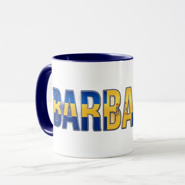 Barbados Flag Text | Caribbean Pride Design Mug (Front Left)