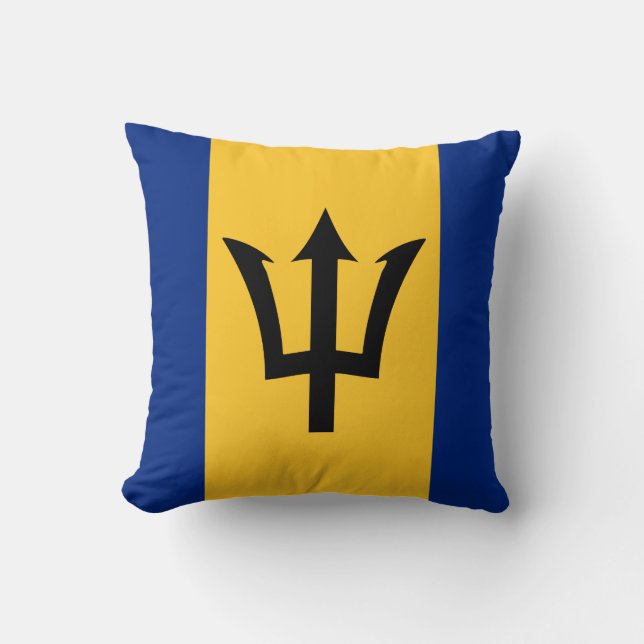 Barbados Flag Throw Pillow (Front)