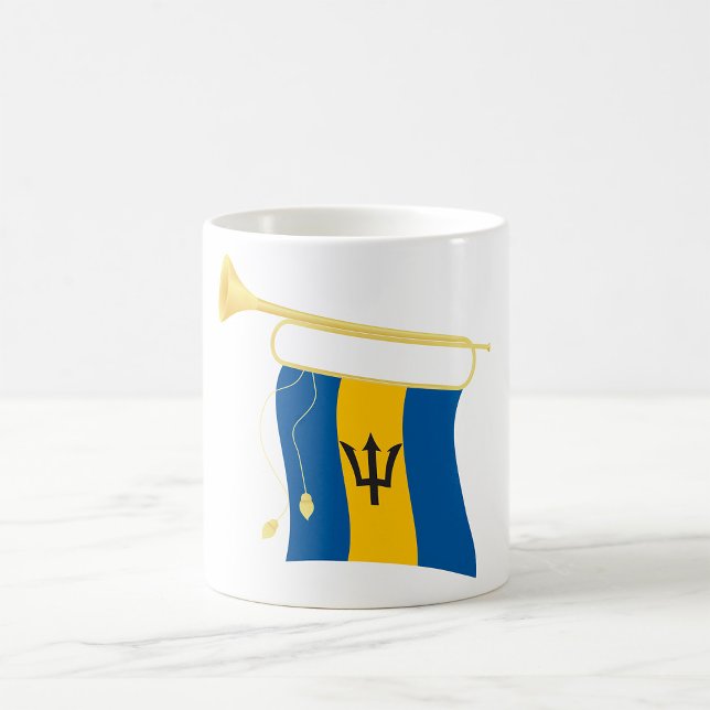 Barbados Flag with Bugle Patriotic Caribbean  Coffee Mug (Creator Uploaded)
