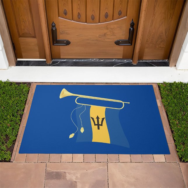 Barbados Flag with Bugle Patriotic Caribbean  Doormat (Creator Uploaded)