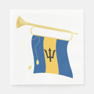 Barbados Flag with Bugle Patriotic Caribbean Napkins