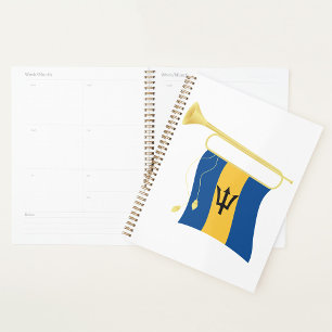 Barbados Flag with Bugle Patriotic Caribbean Planner