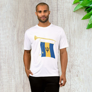 Barbados Flag with Bugle Patriotic Caribbean T-Shirt