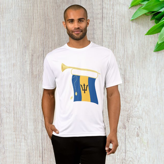 Barbados Flag with Bugle Patriotic Caribbean  T-Shirt (Creator Uploaded)