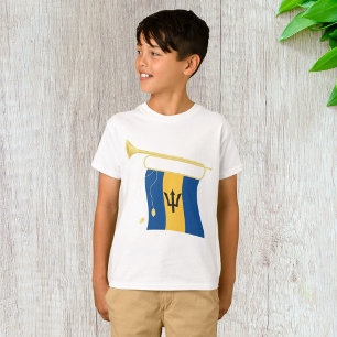 Barbados Flag with Bugle Patriotic Caribbean T-Shirt