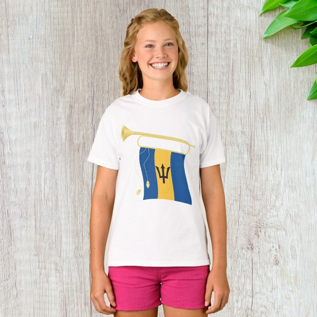 Barbados Flag with Bugle Patriotic Caribbean  T-Shirt (Creator Uploaded)