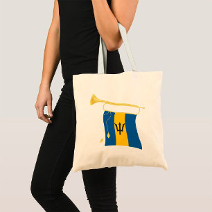 Barbados Flag with Bugle Patriotic Caribbean Tote Bag