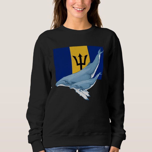Barbados Flag with Humpback Whales Bajan Pride Sweatshirt (Front)