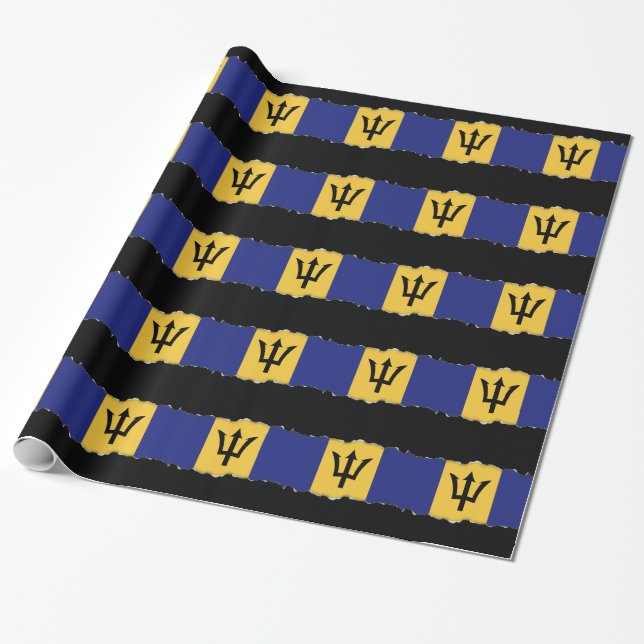 Barbados Flag Wrapping Paper (Unrolled)