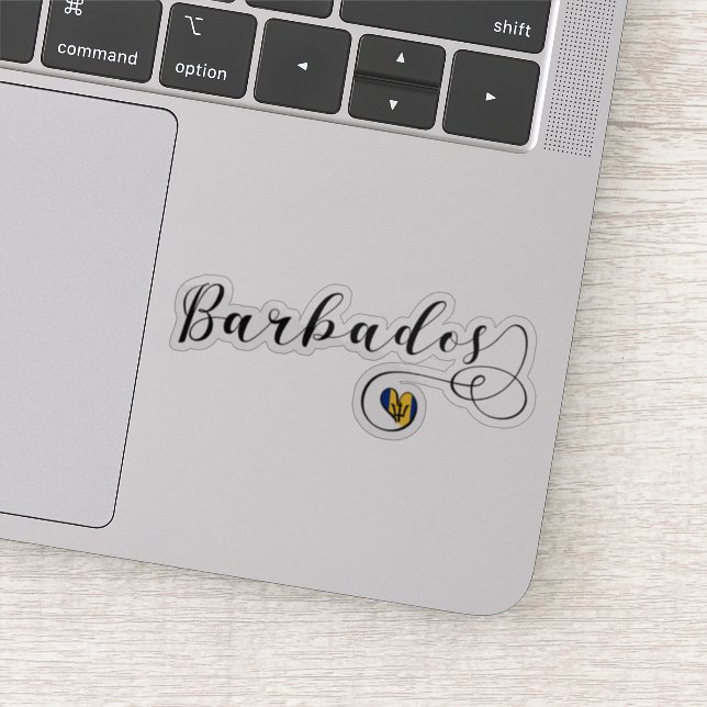 Barbados Heart Flag, Barbadian Sticker (Detail)
