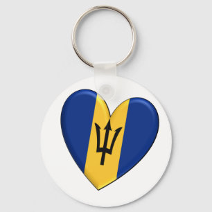 Barbados Heart Flag Keychain