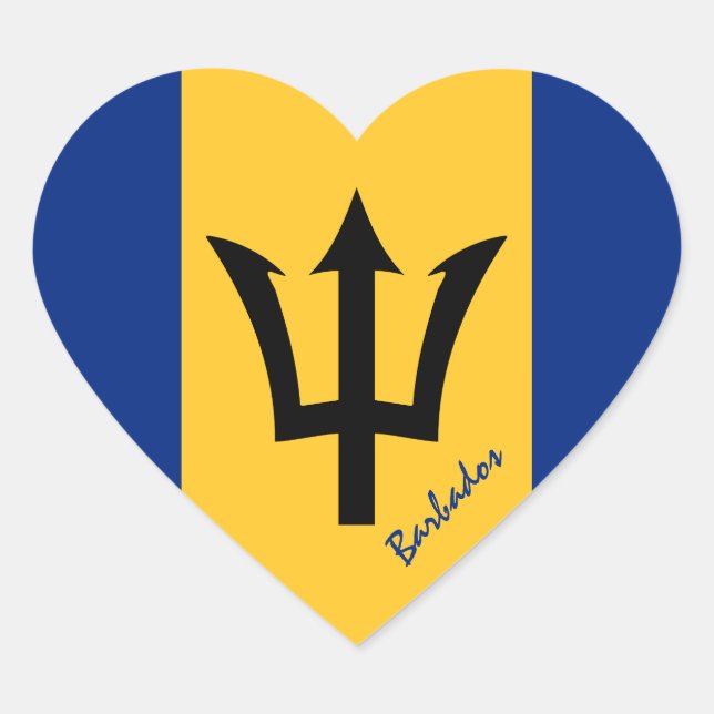 Barbados Heart Sticker, Patriotic Barbados Flag Sticker (Front)