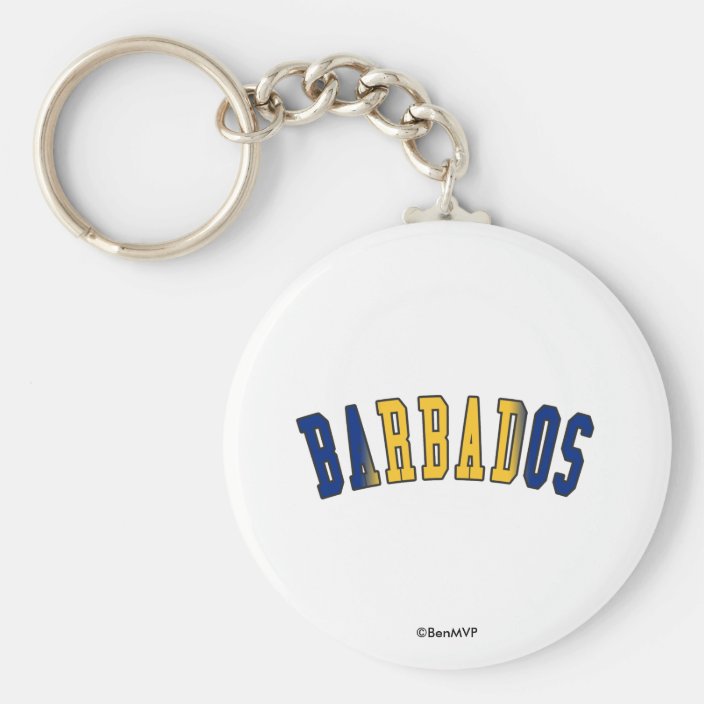 Barbados in National Flag Colors Keychain