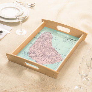 Barbados Island Map Postcard Serving Tray
