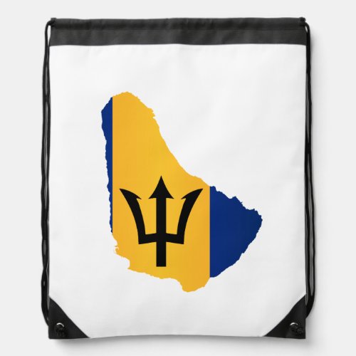 Barbados Islands In Silhouette With Flag Drawstring Bag