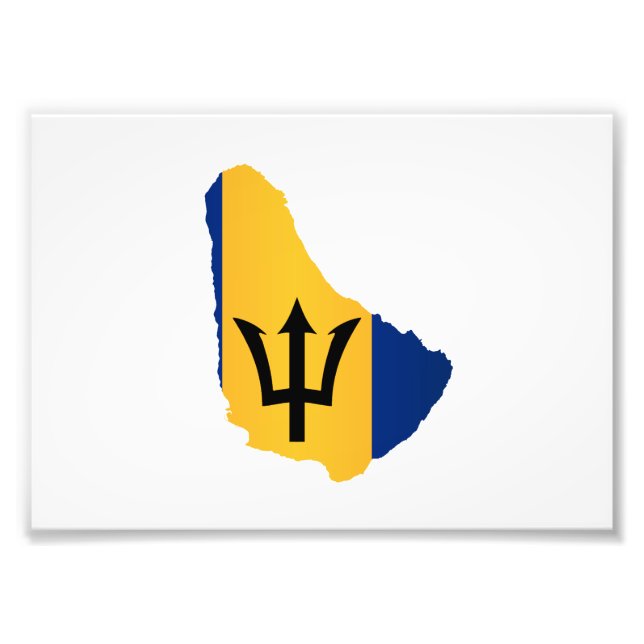 Barbados Islands In Silhouette With Flag Photo Print (Front)