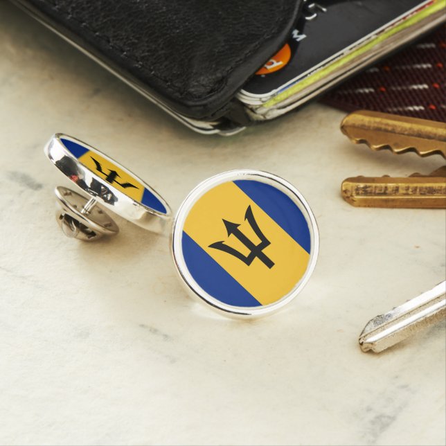 Barbados Lapel Pin, Barbados Flag Pin (In Situ)
